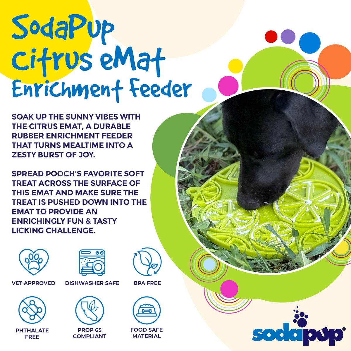 Citrus Design eMat - Enrichment Lick Mat For Dogs and Cats - with Suction Cups | USA Made – Consulate X, view 8 of 12