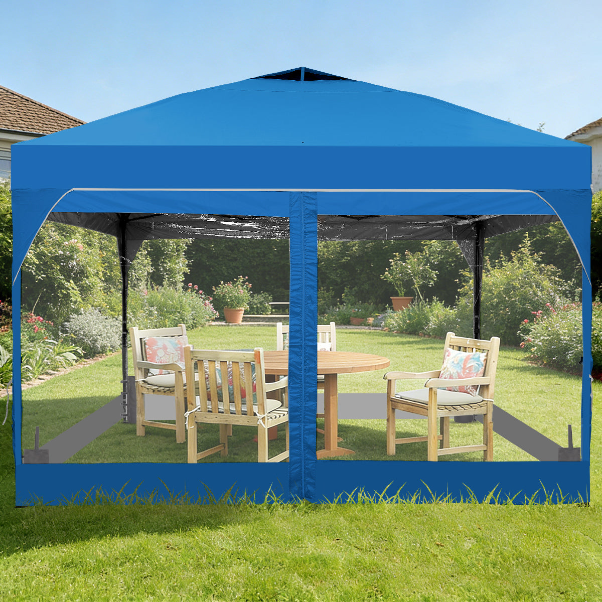 Ainfox 10ft x 10ft Pop Up Canopy Beach Tent with 4 Removable Clear PVC Sidewalls for Events, Parties, Camping – Consulate X, view 8 of 10