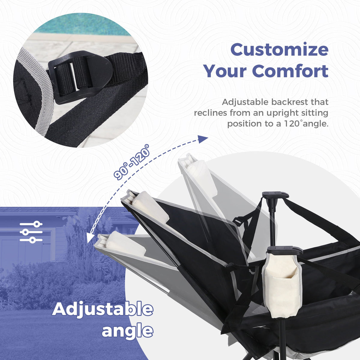 Ainfox 2PCS  Adults Heavy Duty Camping Chair High Back Folding Chair with Thickened Steel FramePadded Portable Outdoor Chair – Consulate X, view 8 of 9