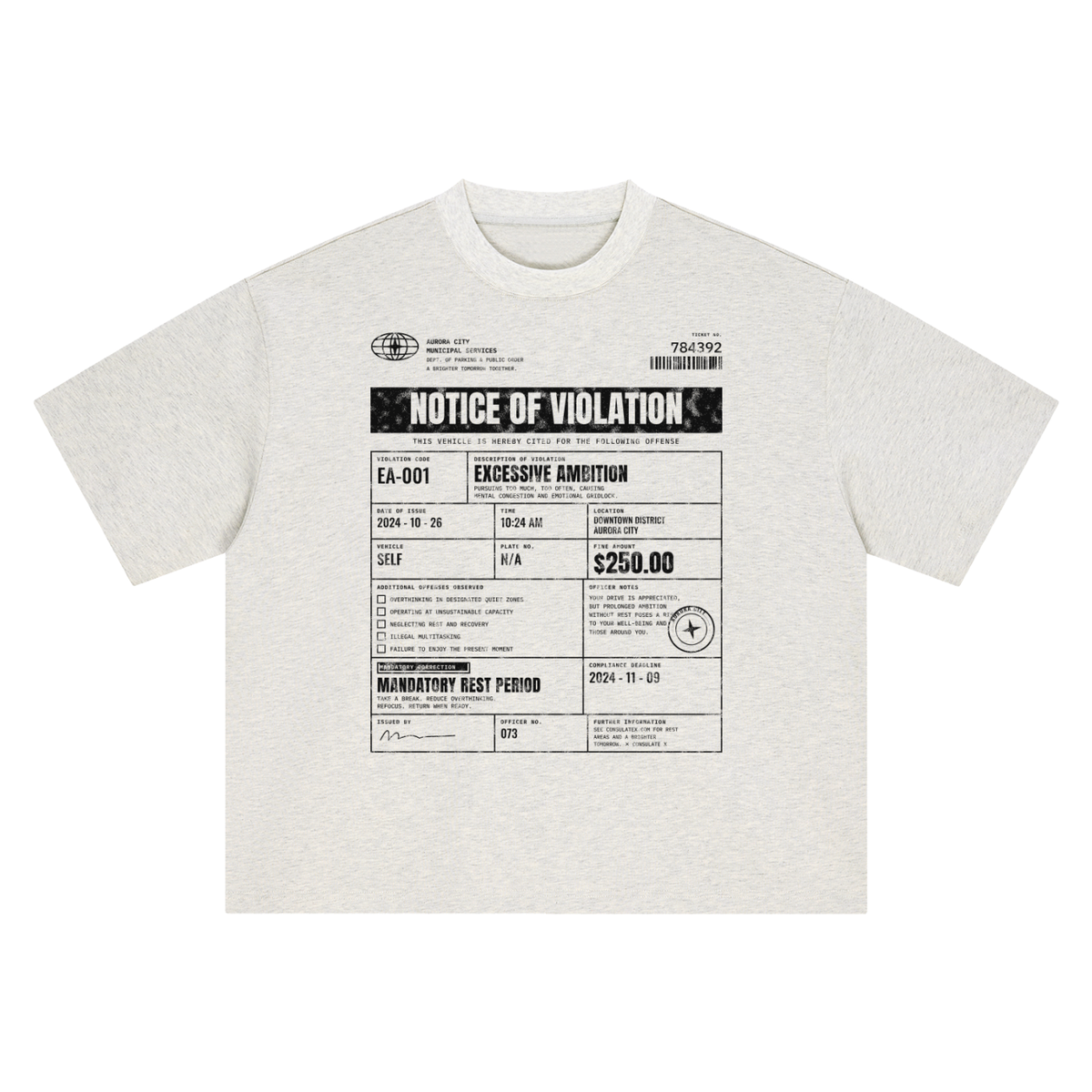 Notice of Violation Heavyweight Tee - White – Consulate X, view 6 of 8