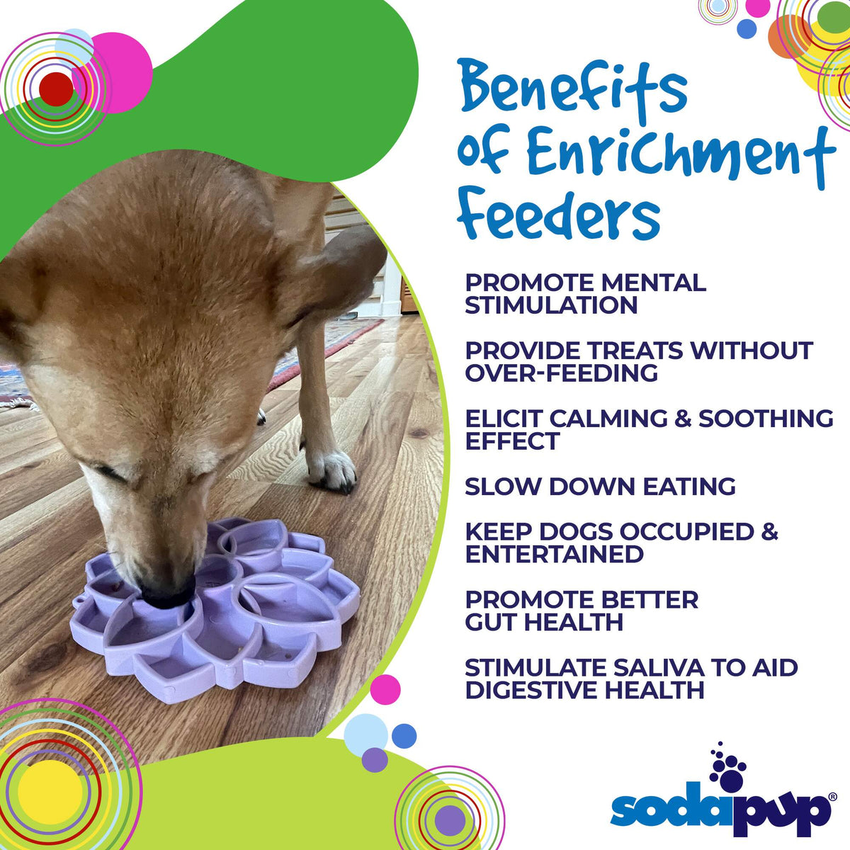 Mandala Softie eTray Shallow Slow Feeder Dog Bowl with Suction Cups |  USA Made – Consulate X, view 7 of 10