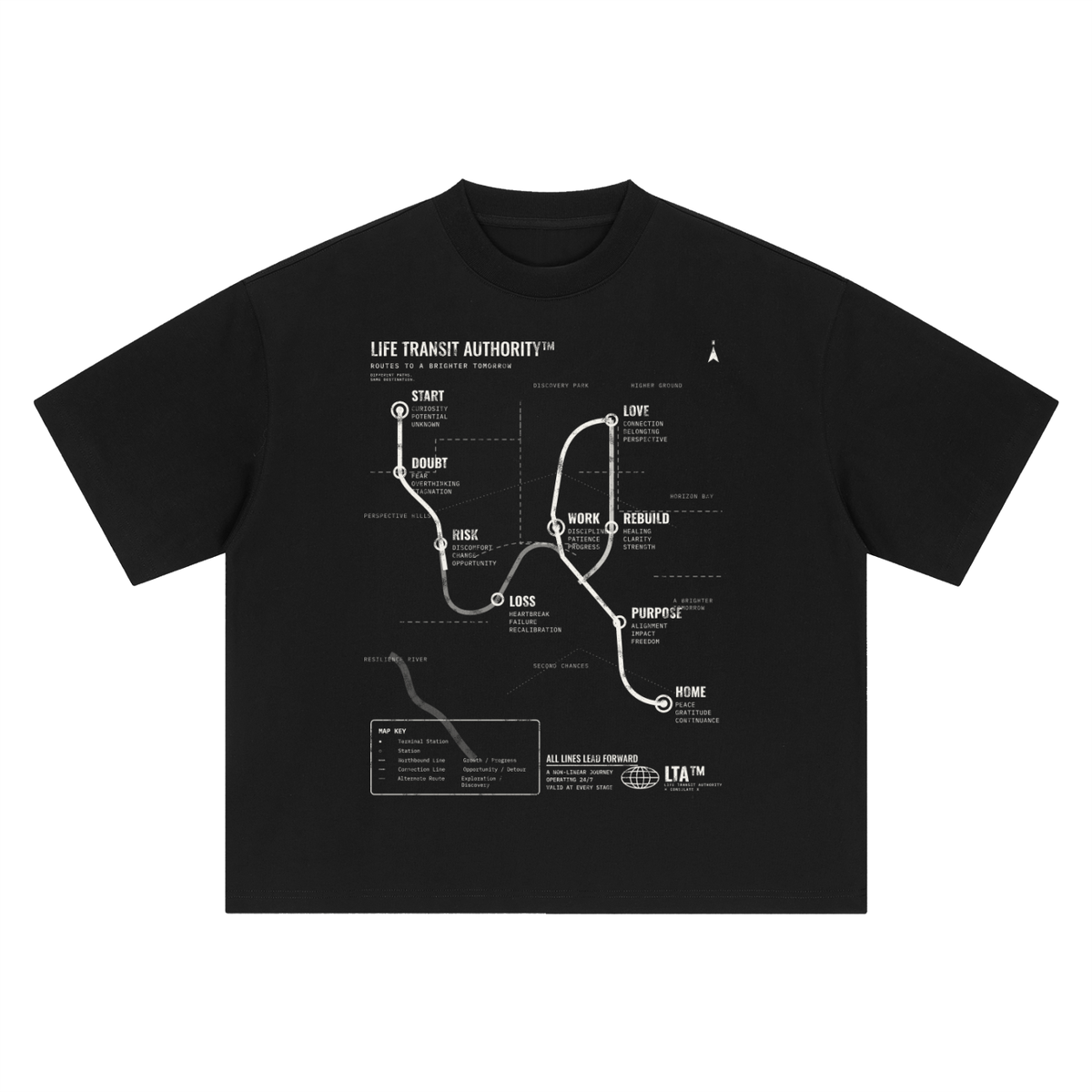 Life Transit Map Heavyweight Tee – Consulate X heavyweight tee, view 1 of 4
