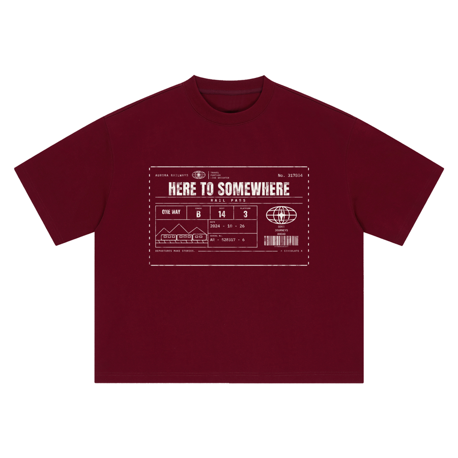 Here to Somewhere Rail Pass Heavyweight Tee – Consulate X