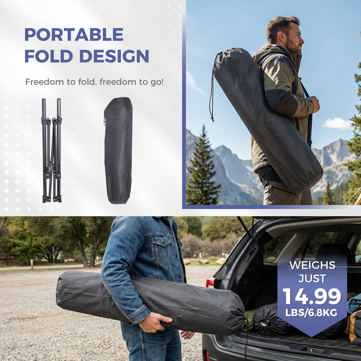 Ainfox 2PCS  Adults Heavy Duty Camping Chair High Back Folding Chair with Thickened Steel FramePadded Portable Outdoor Chair – Consulate X, view 7 of 9