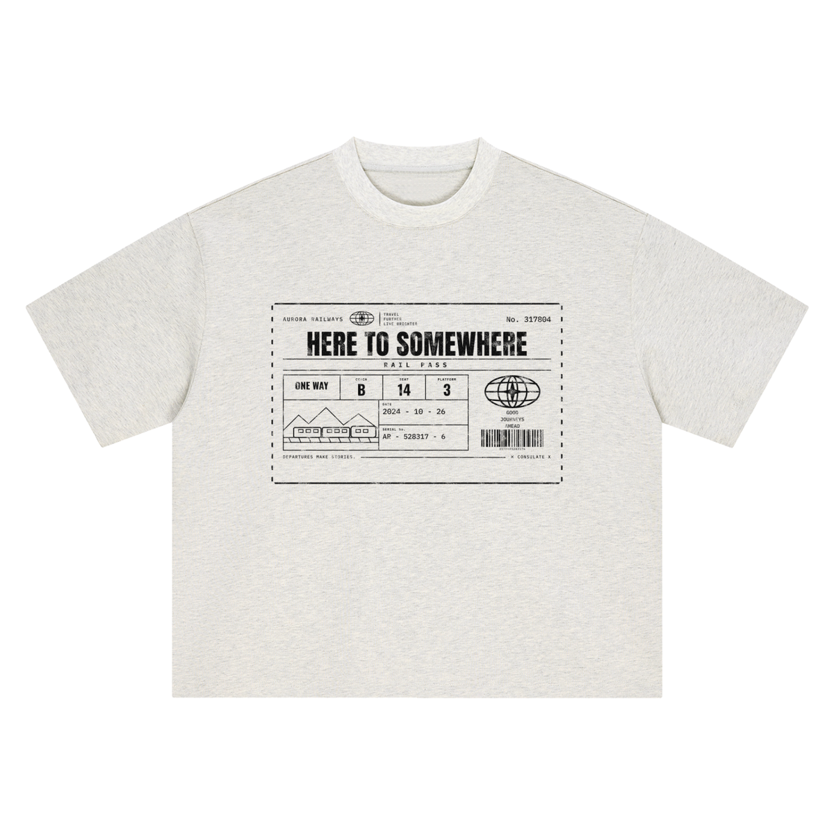 Here to Somewhere Rail Pass Heavyweight Tee - White – Consulate X, view 6 of 8