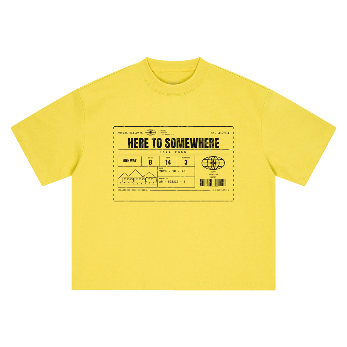 Here to Somewhere Rail Pass Heavyweight Tee - White – Consulate X, view 8 of 8