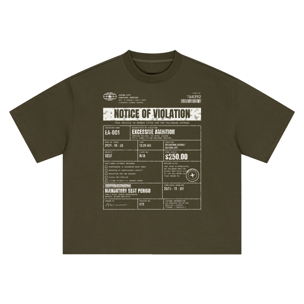 Notice of Violation Heavyweight Tee – Consulate X, view 5 of 7