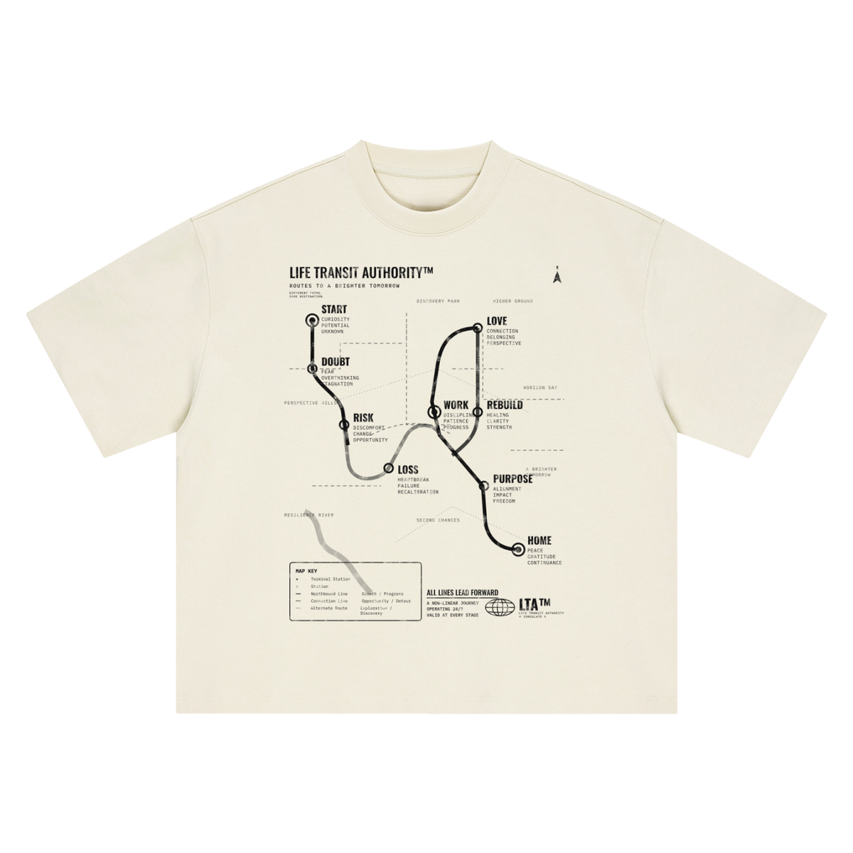Life Transit Map Heavyweight Tee - White – Consulate X, view 5 of 8