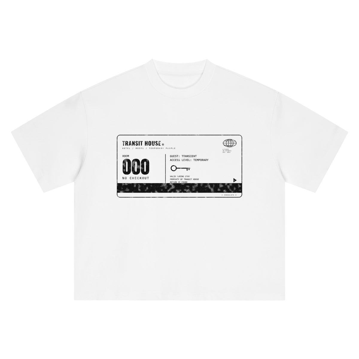 Transit House Key Card Heavyweight Tee - White – Consulate X, view 1 of 8
