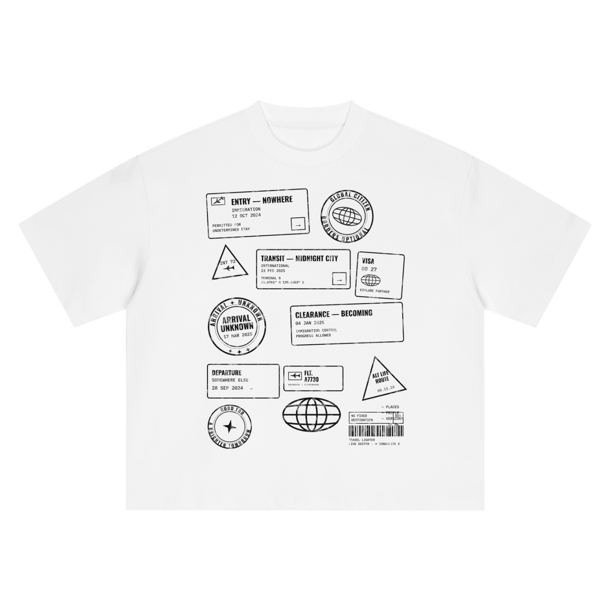 Passport Stamps Heavyweight Tee - White – Consulate X, view 1 of 8