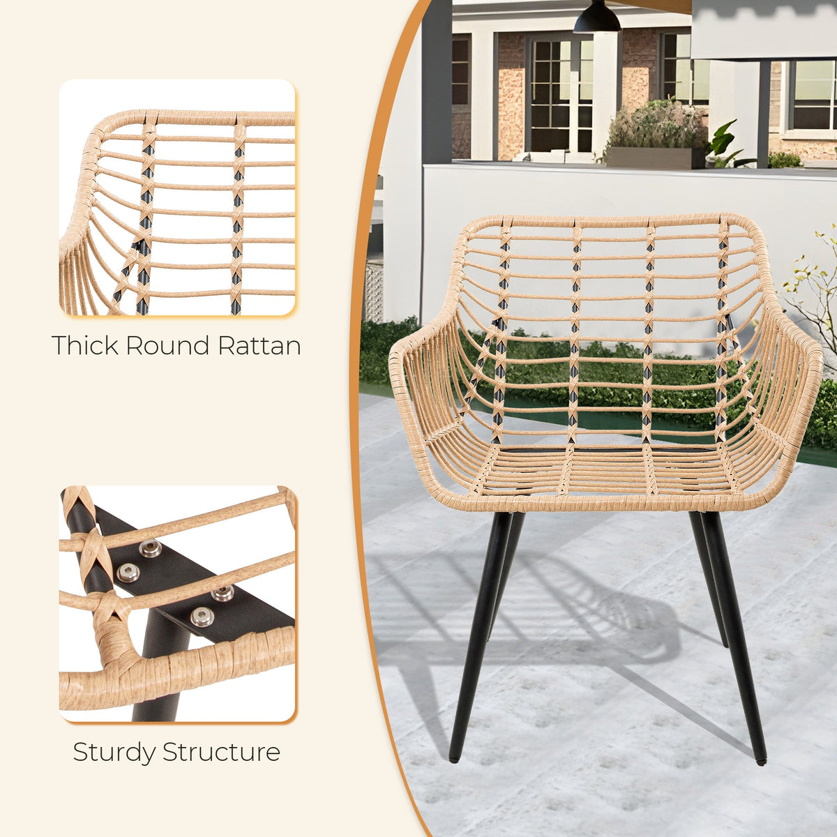 Ainfox 5 Pieces Outdoor Wicker Modular Patio Sectional Set with Thick Cushions & Tempered Glass Table – Consulate X, view 6 of 6