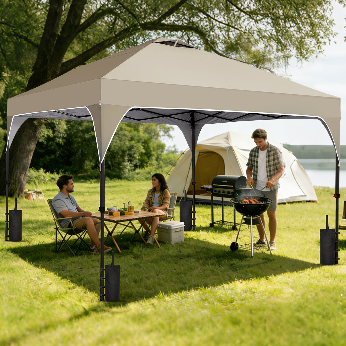 Ainfox 8ft x 8ft Pop Up Canopy Beach Tent with One Push Set up Easy Outdoor Sun Shade for Events, Parties, Camping – Consulate X, view 8 of 11