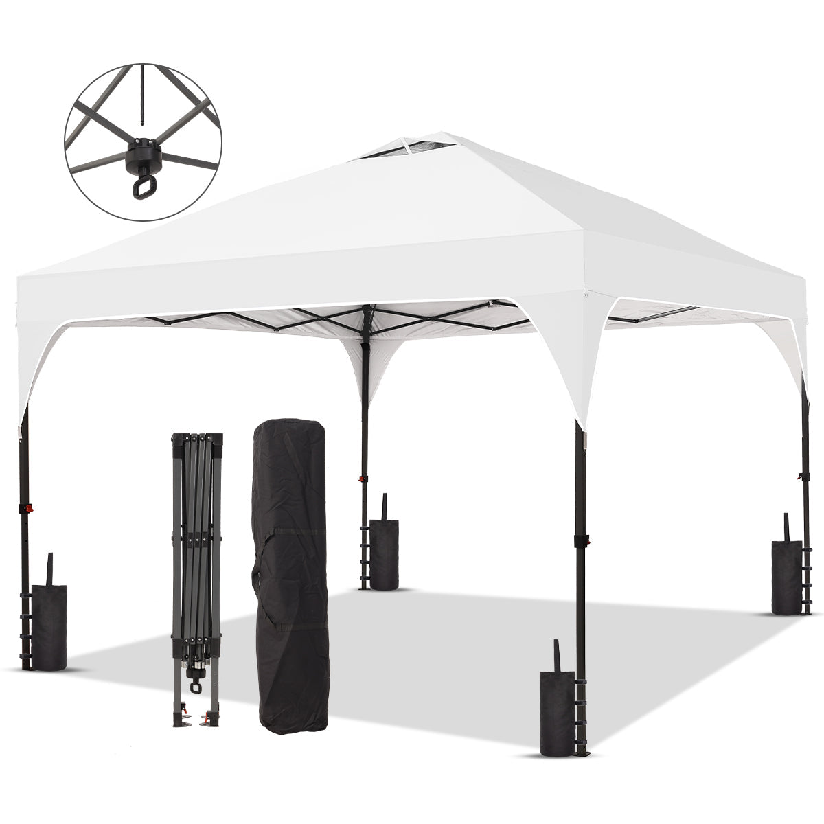 Ainfox 8ft x 8ft Pop Up Canopy Beach Tent with One Push Set up Easy Outdoor Sun Shade for Events, Parties, Camping – Consulate X, view 2 of 11