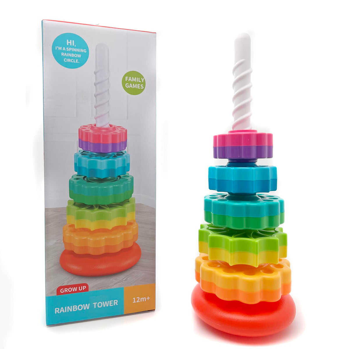 Toddler Spin & Stack Tower Toy – Consulate X, view 3 of 8