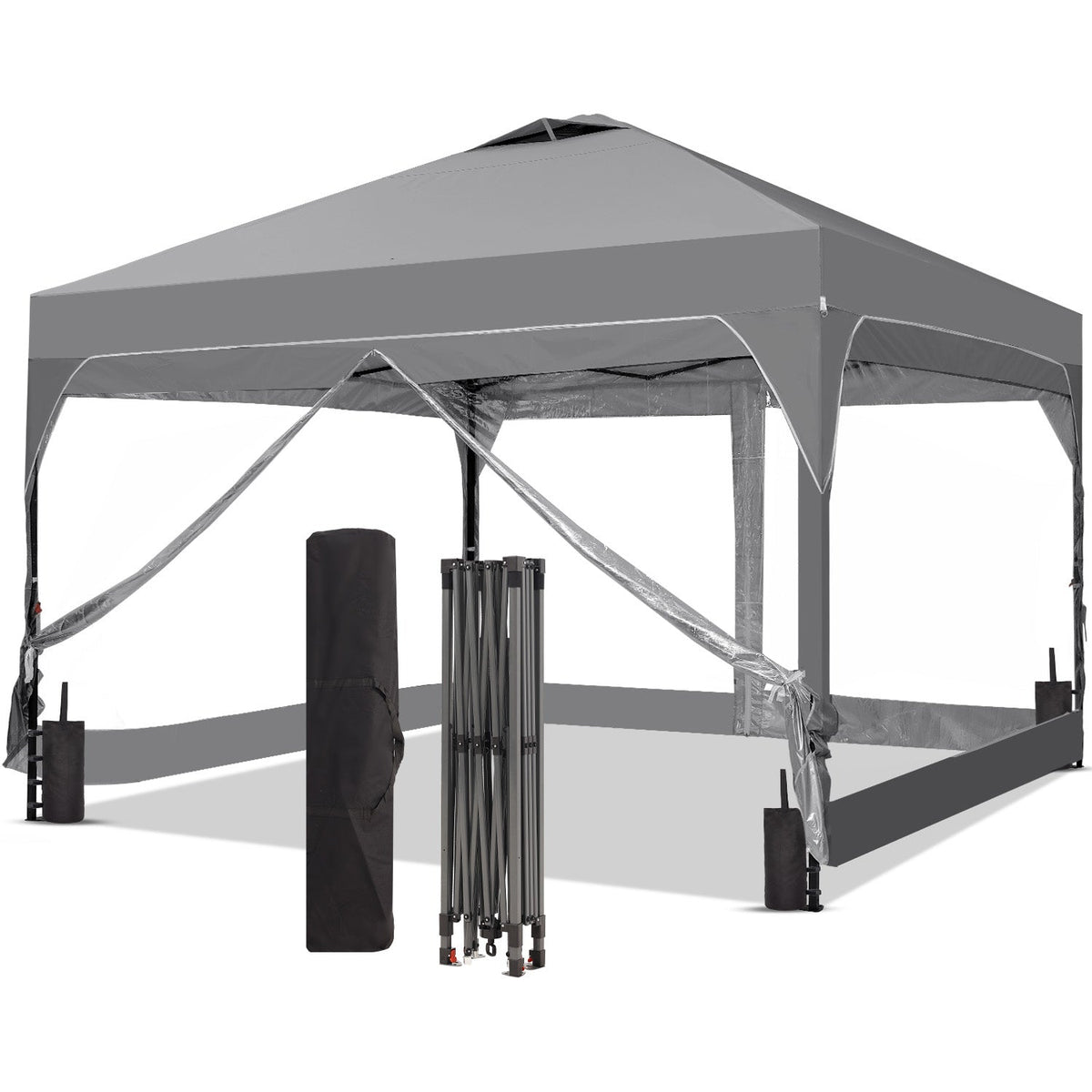Ainfox 10ft x 10ft Pop Up Canopy Beach Tent with 4 Removable Clear PVC Sidewalls for Events, Parties, Camping – Consulate X, view 10 of 10