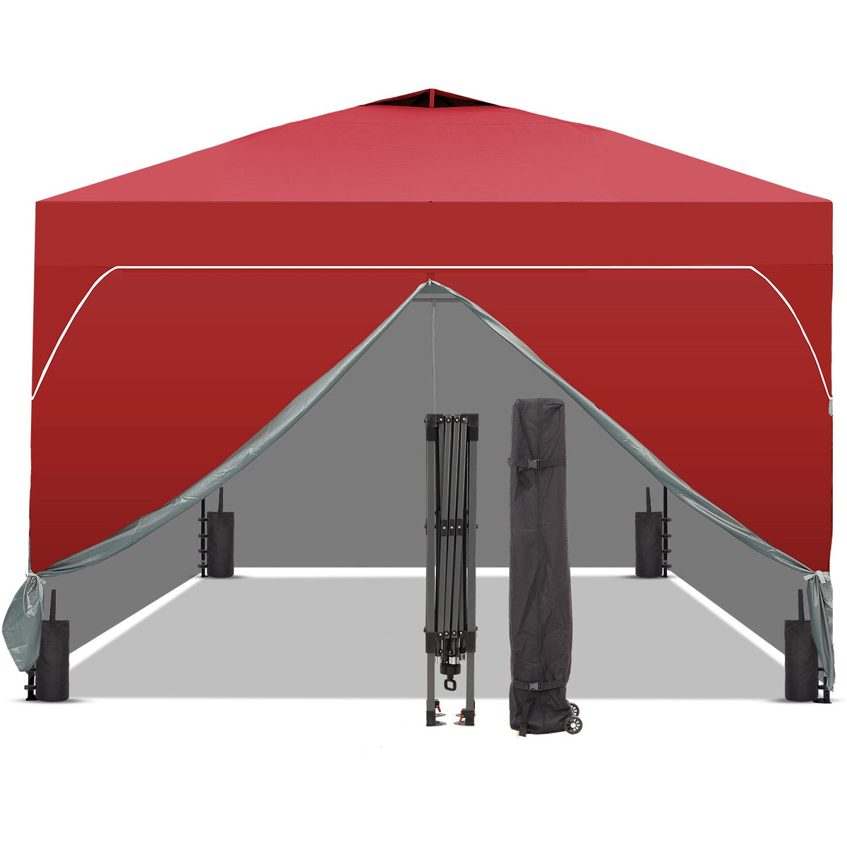 Ainfox 12ftx12ft Pop Up Canopy Tent with 4 Sidewalls One Push Tent Canopy with Wheeled Carry Bag, 8 Stakes and 4 Ropes – Consulate X, view 17 of 20