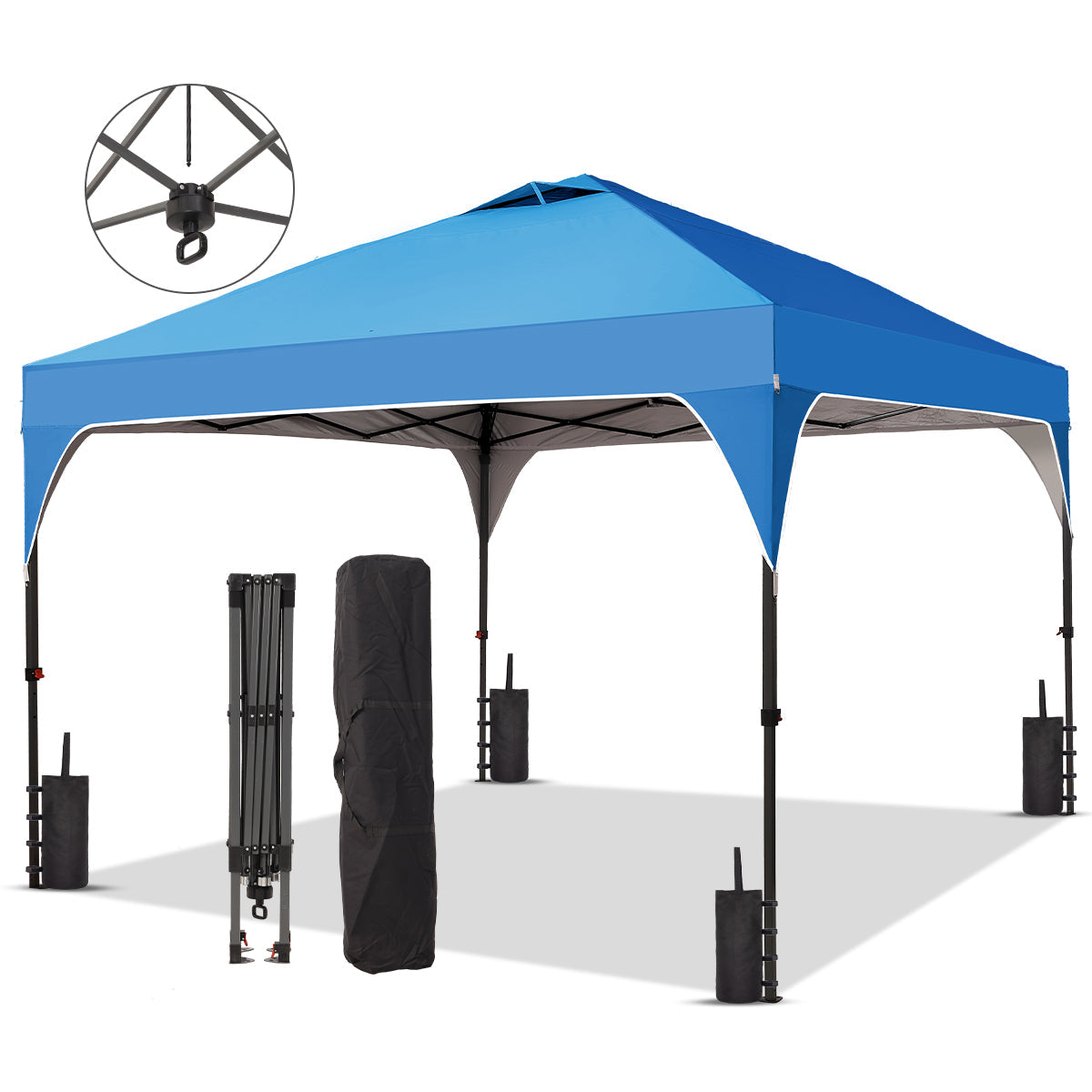Ainfox 10ft x 10ft Pop Up Canopy Beach Tent with One Push Set up Easy Outdoor Sun Shade for Events, Parties, Camping – Consulate X, view 3 of 5