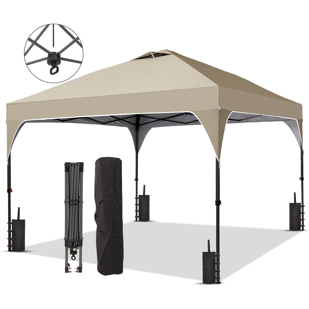 Ainfox 10ft x 10ft Pop Up Canopy Beach Tent with One Push Set up Easy Outdoor Sun Shade for Events, Parties, Camping – Consulate X, view 5 of 5