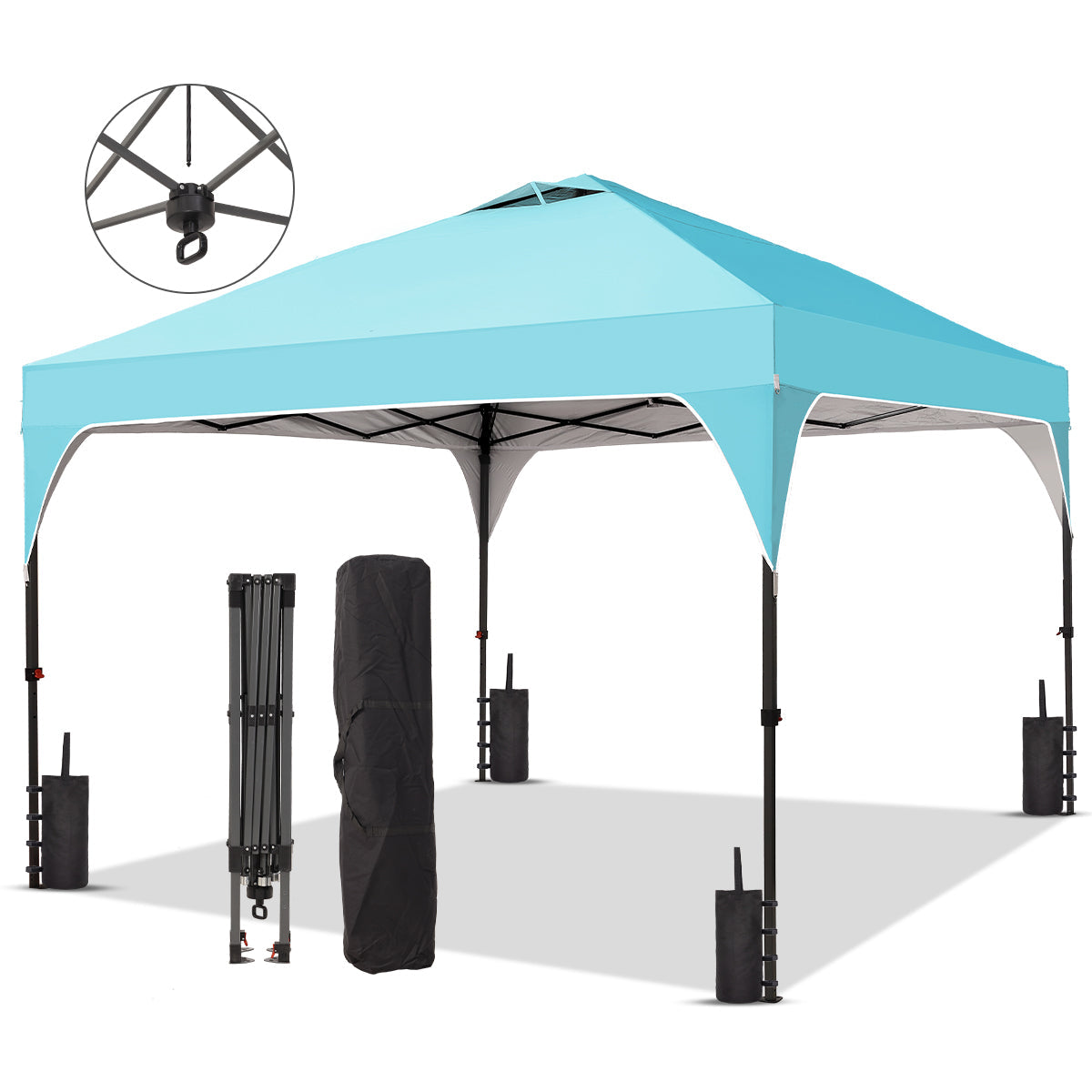 Ainfox 10ft x 10ft Pop Up Canopy Beach Tent with One Push Set up Easy Outdoor Sun Shade for Events, Parties, Camping – Consulate X, view 2 of 5