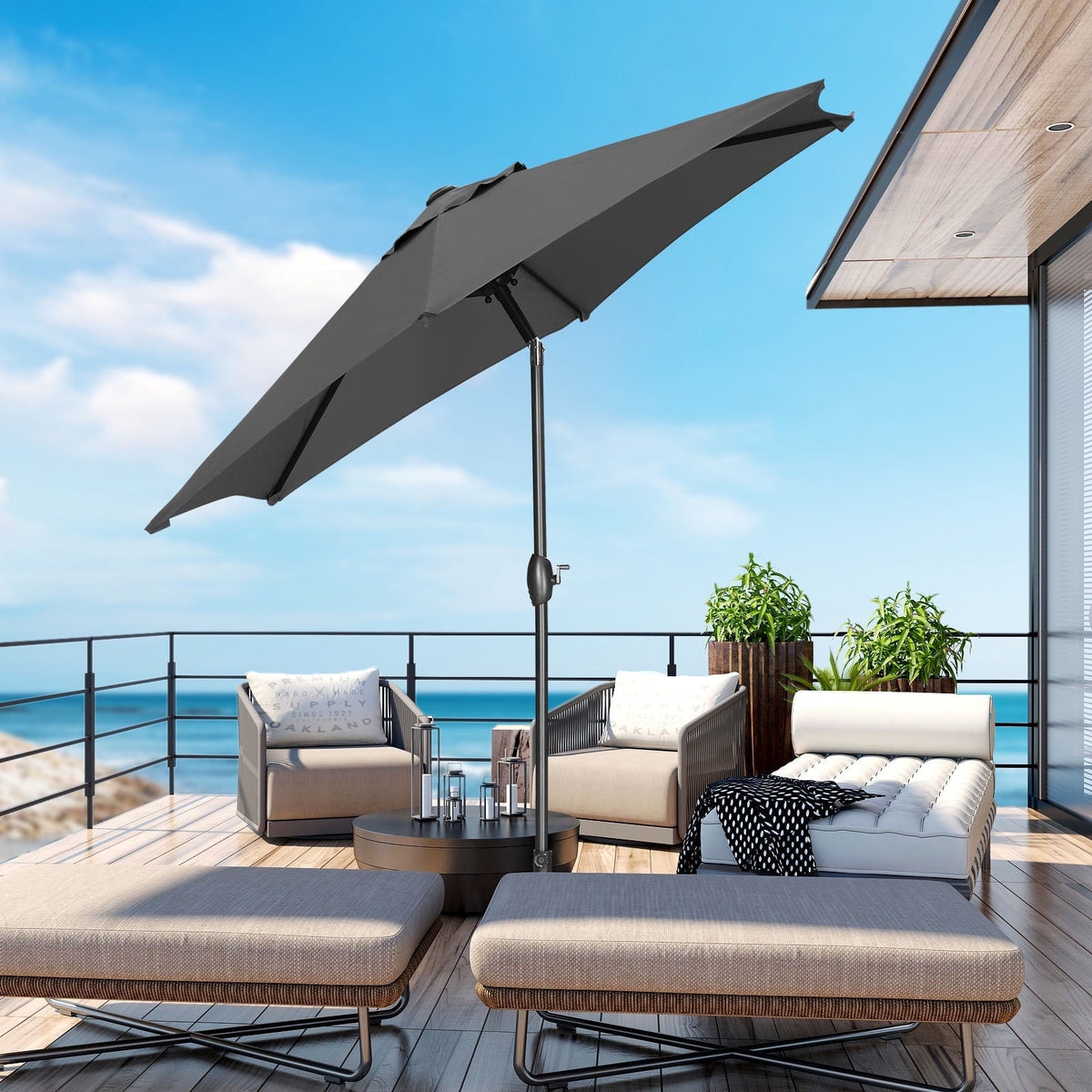 Ainfox 9ft  Patio Umbrella with Push Button Tilt and Crank, UV and Waterproof – Consulate X, view 15 of 27