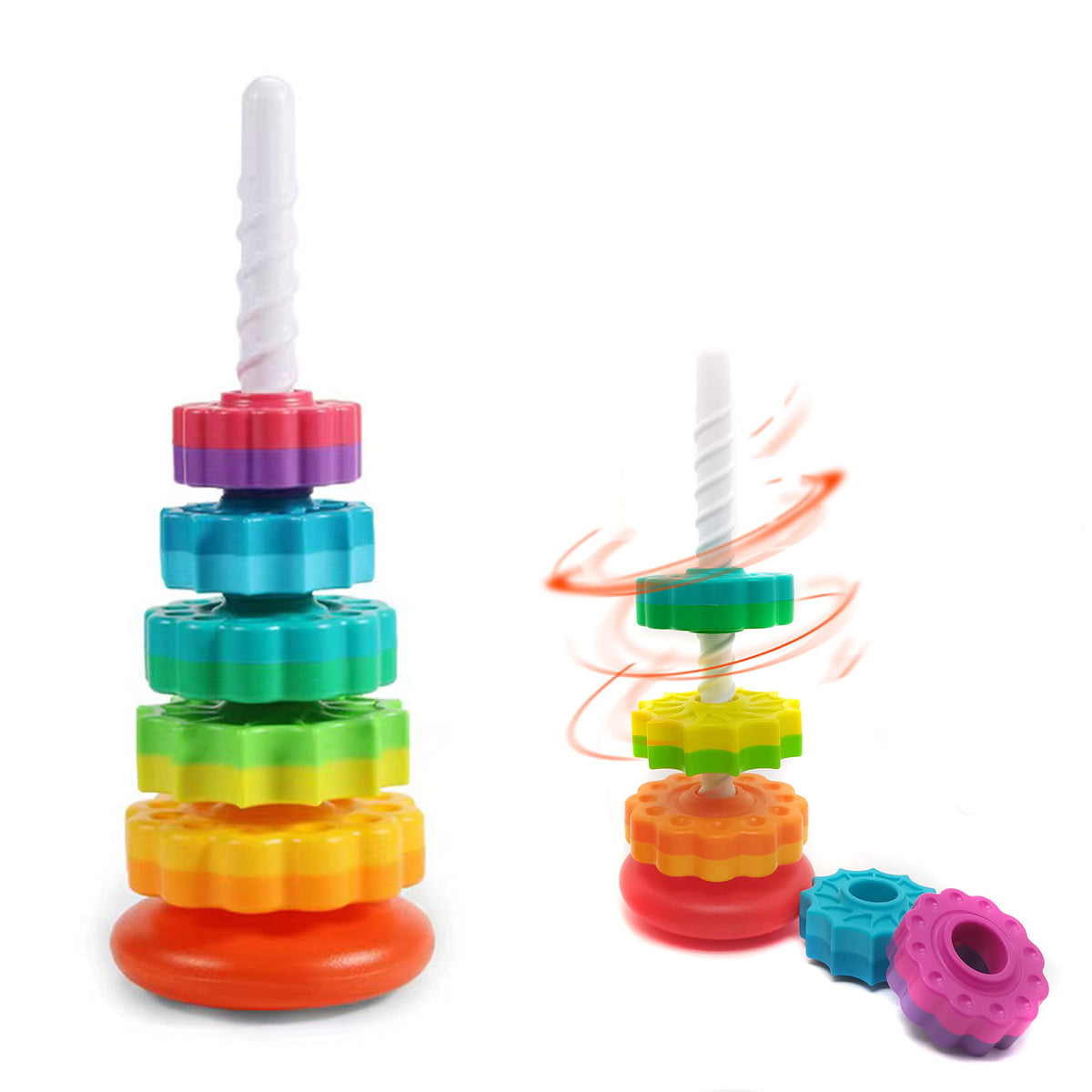 Toddler Spin & Stack Tower Toy – Consulate X, view 1 of 8