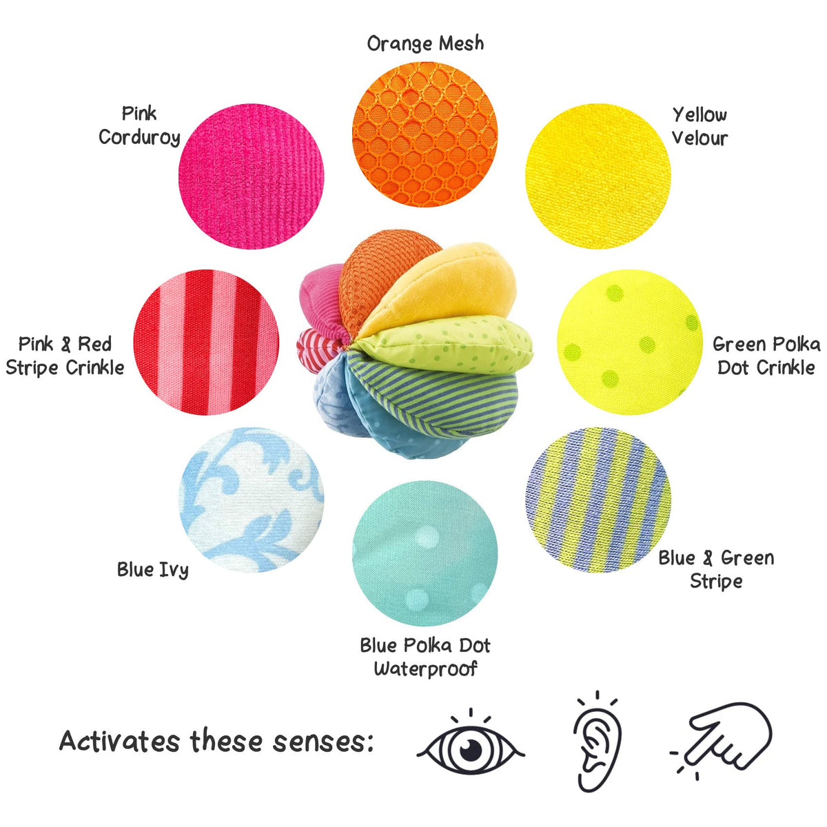 Colorful Rainbow Fabric Ball: Sensory Fun for Babies – Consulate X, view 5 of 7