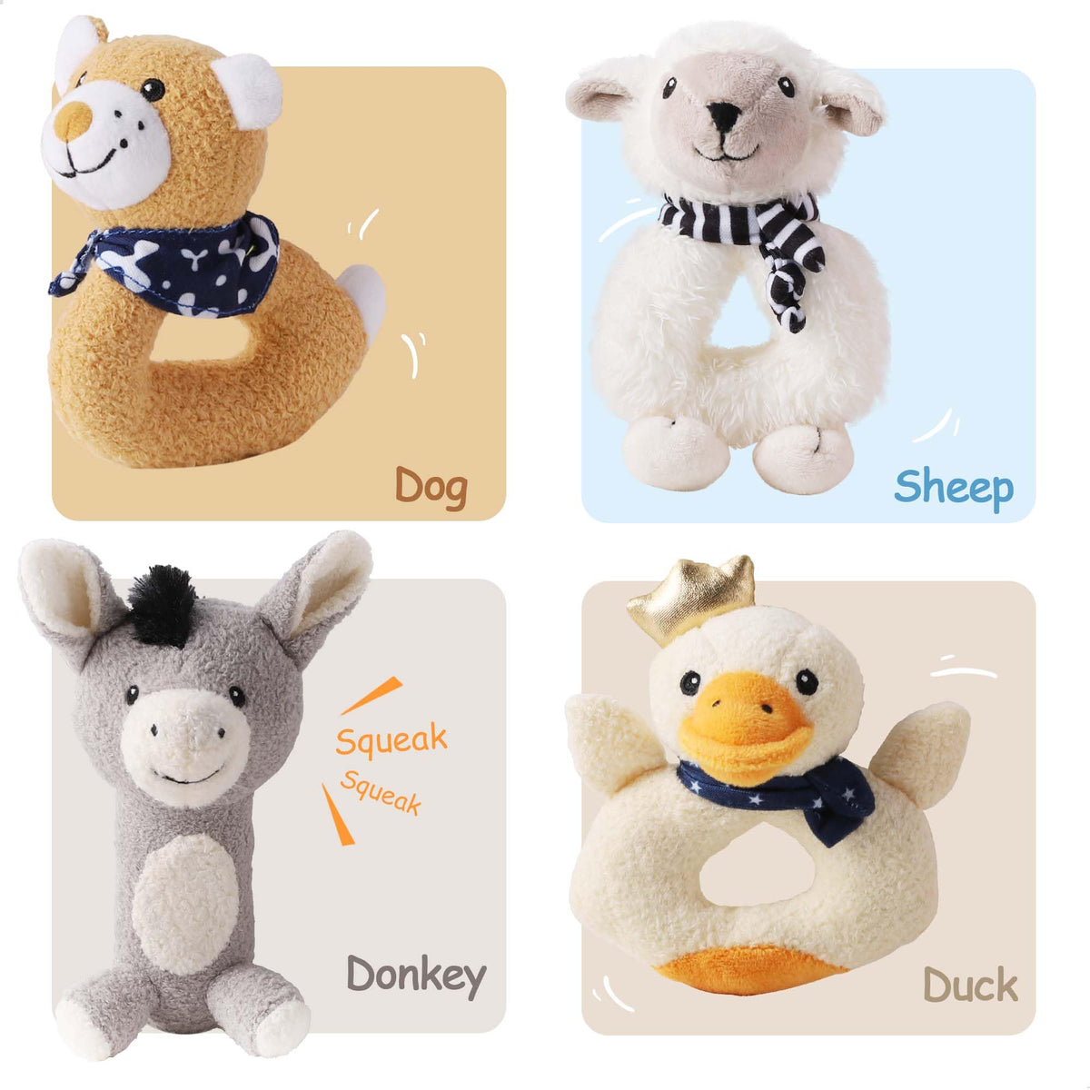 Farmer Friends Rattle Soft Plush Animals Set – Consulate X, view 2 of 9