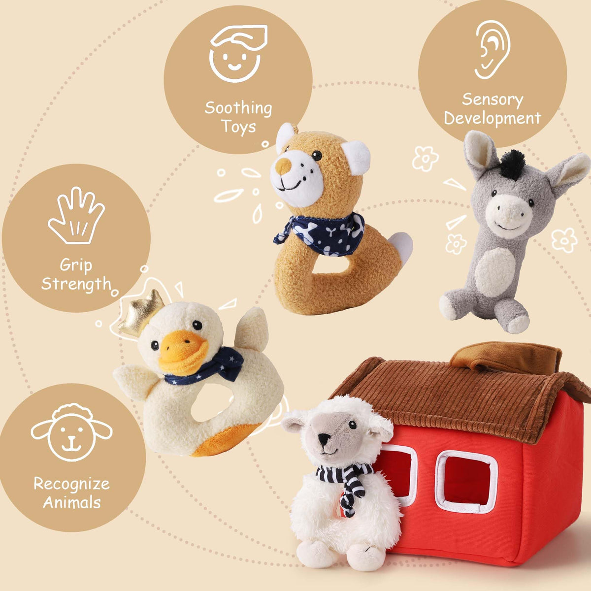 Farmer Friends Rattle Soft Plush Animals Set – Consulate X, view 4 of 9