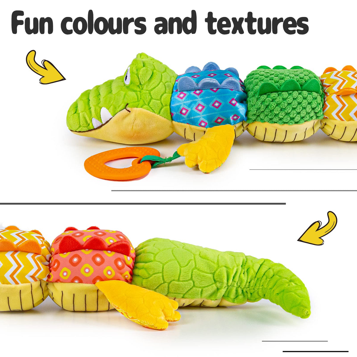 The Cuddle Croc, Musical Stuffed Infant Activity Toy with Teether, Rattle & Crinkles – Consulate X, view 5 of 8
