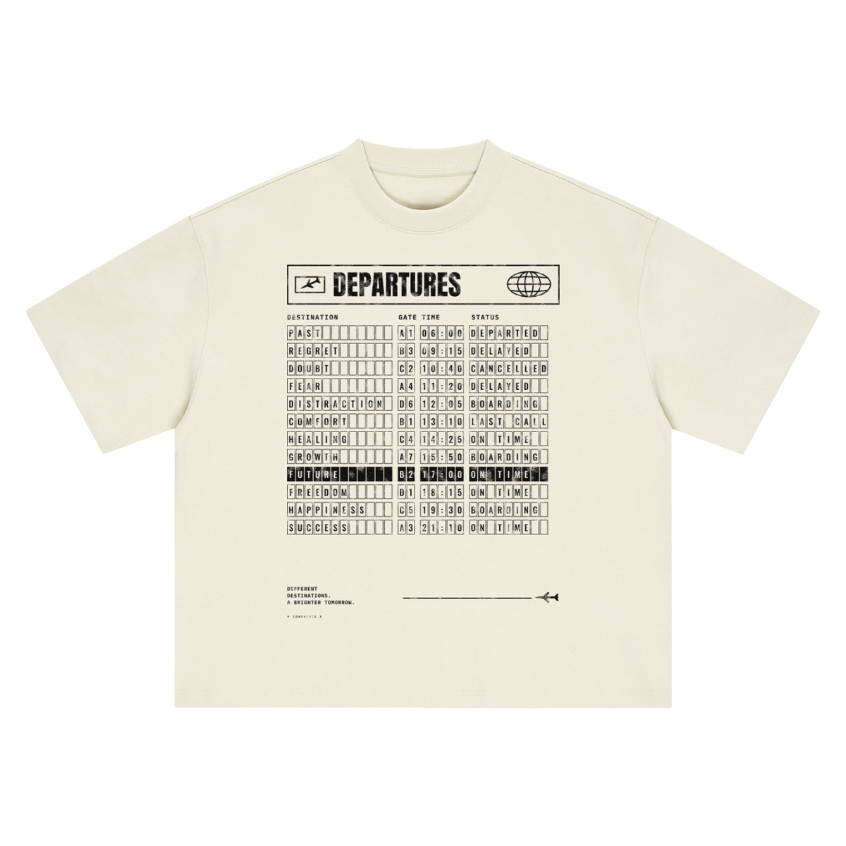 Departures Board Heavyweight Tee - White – Consulate X, view 5 of 8