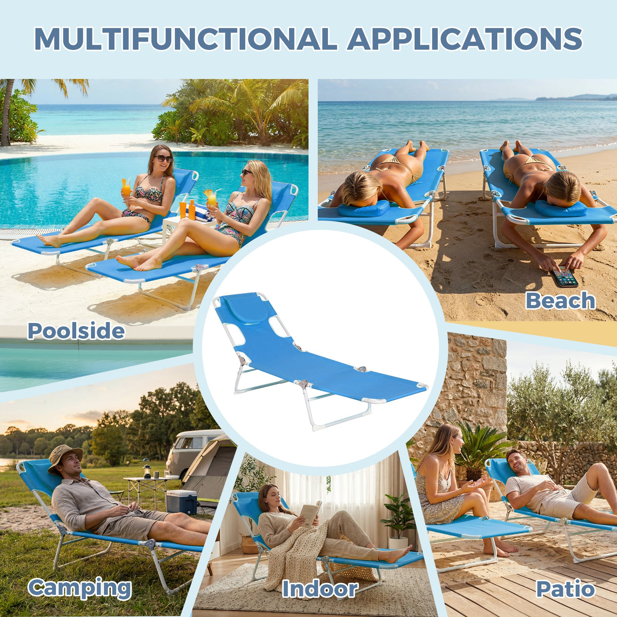 Ainfox 2PCS Folding Chaise Lounge Chair, Patio Sun Tanning Lounger Reclining Back – Consulate X, view 10 of 12