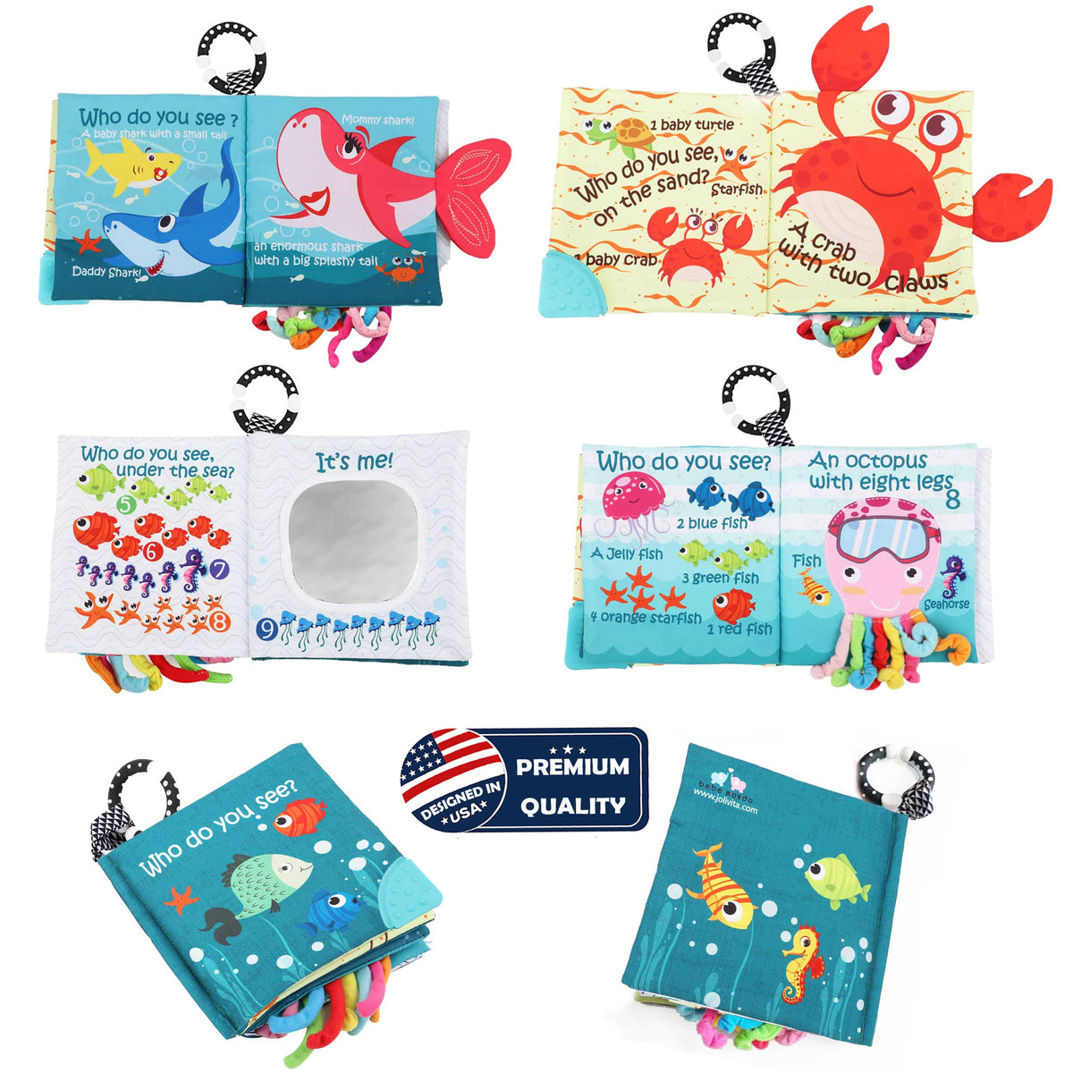 The Ocean Adventure Crinkle Baby Sensory Play Book with Teether Ring – Consulate X, view 2 of 13