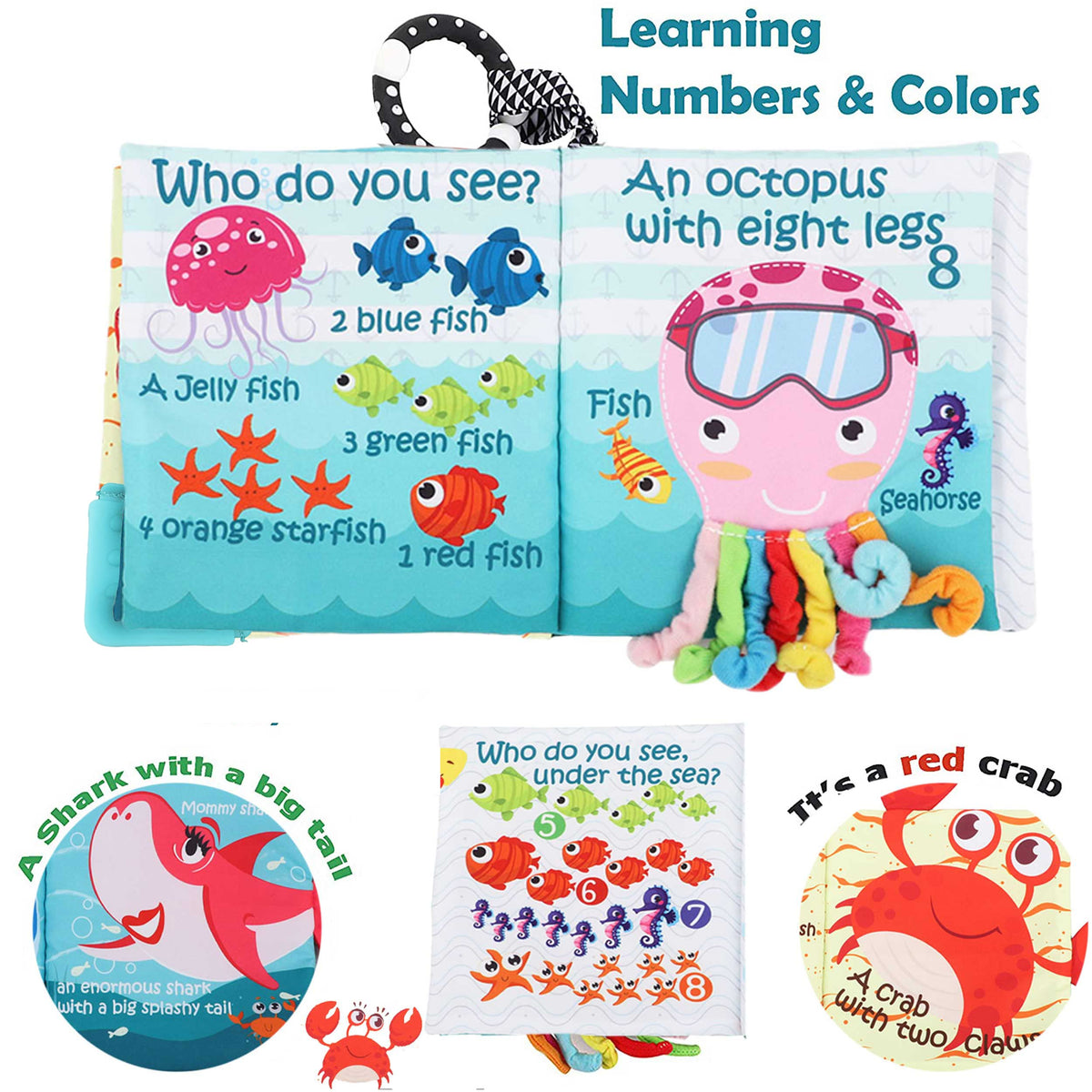 The Ocean Adventure Crinkle Baby Sensory Play Book with Teether Ring – Consulate X, view 6 of 13