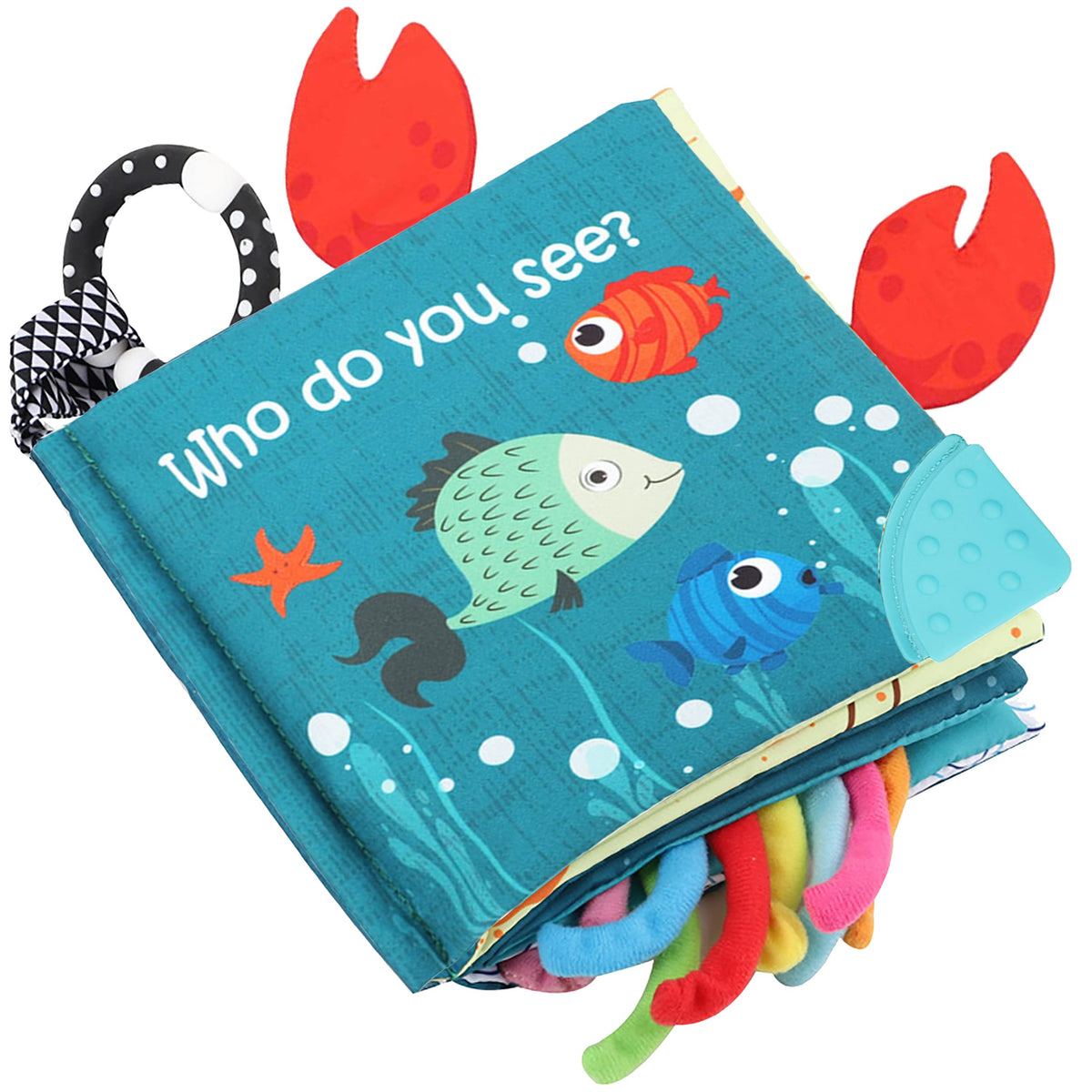 The Ocean Adventure Crinkle Baby Sensory Play Book with Teether Ring – Consulate X, view 1 of 13