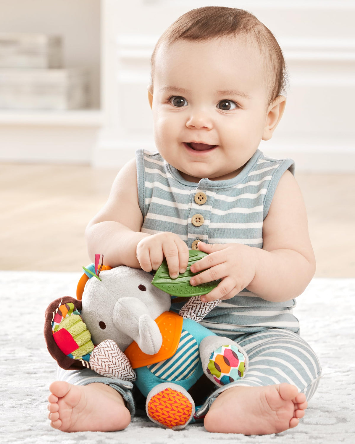 Elephant Teether with Rattles, Crinkles & On-the-Go Playtime Fun! – Consulate X, view 2 of 7