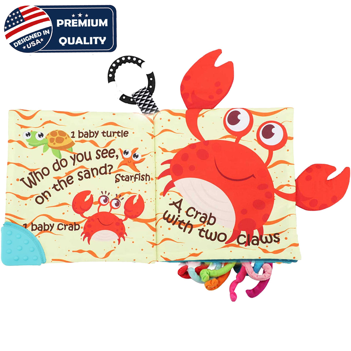 The Ocean Adventure Crinkle Baby Sensory Play Book with Teether Ring – Consulate X, view 3 of 13