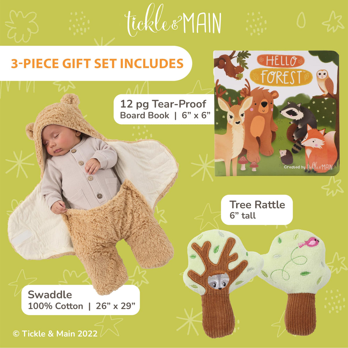 Sweet Bear Swaddle Blanket Newborn Gift Set with Storybook & Tree Rattle – Consulate X, view 2 of 6