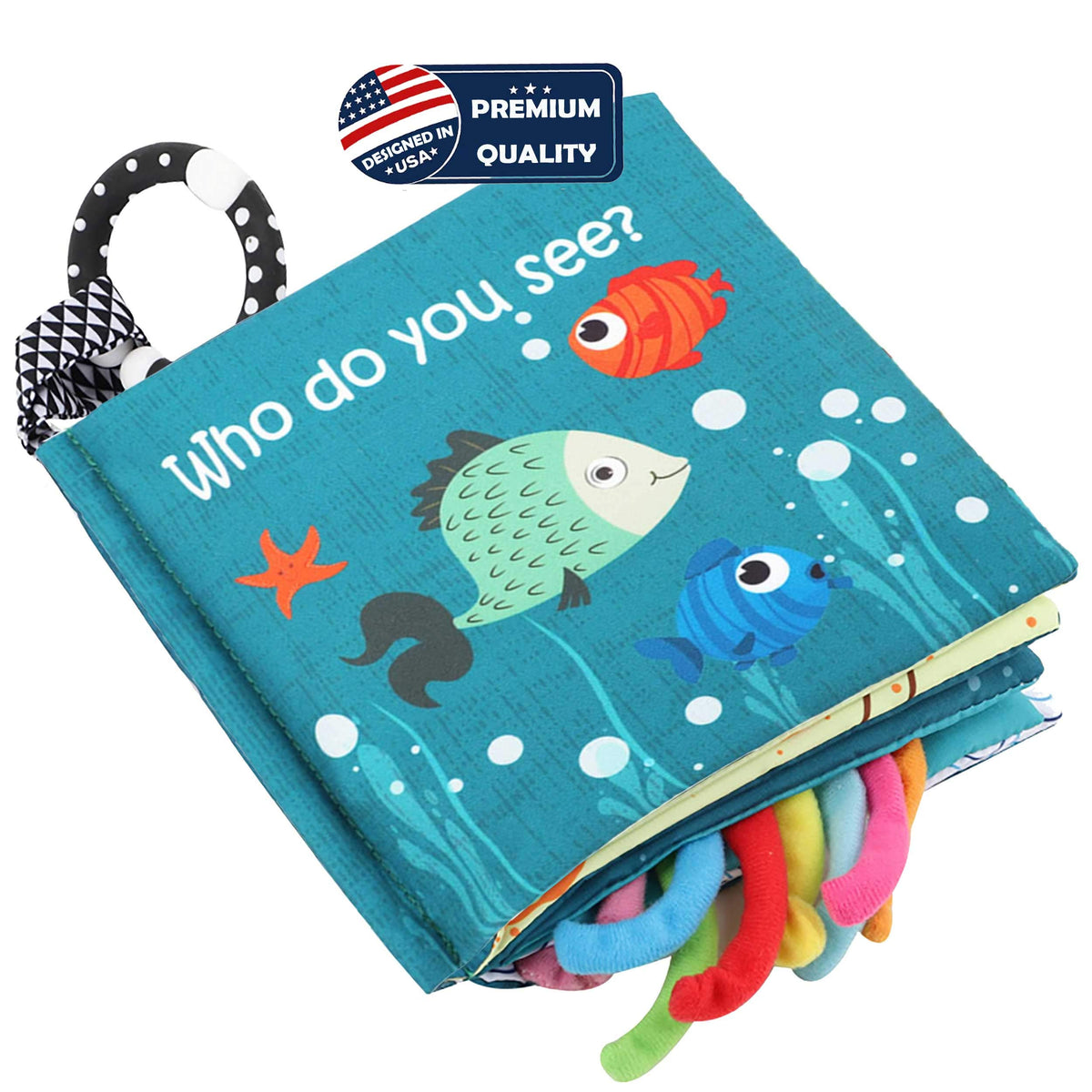 The Ocean Adventure Crinkle Baby Sensory Play Book with Teether Ring – Consulate X, view 7 of 13