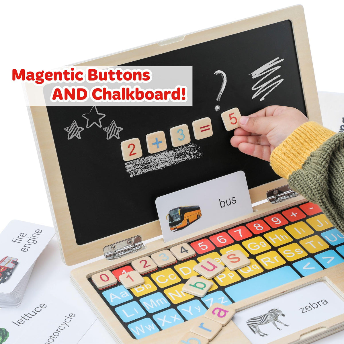 Todller First Wooden Laptop - Montessori Play & Learn Set – Consulate X, view 3 of 9