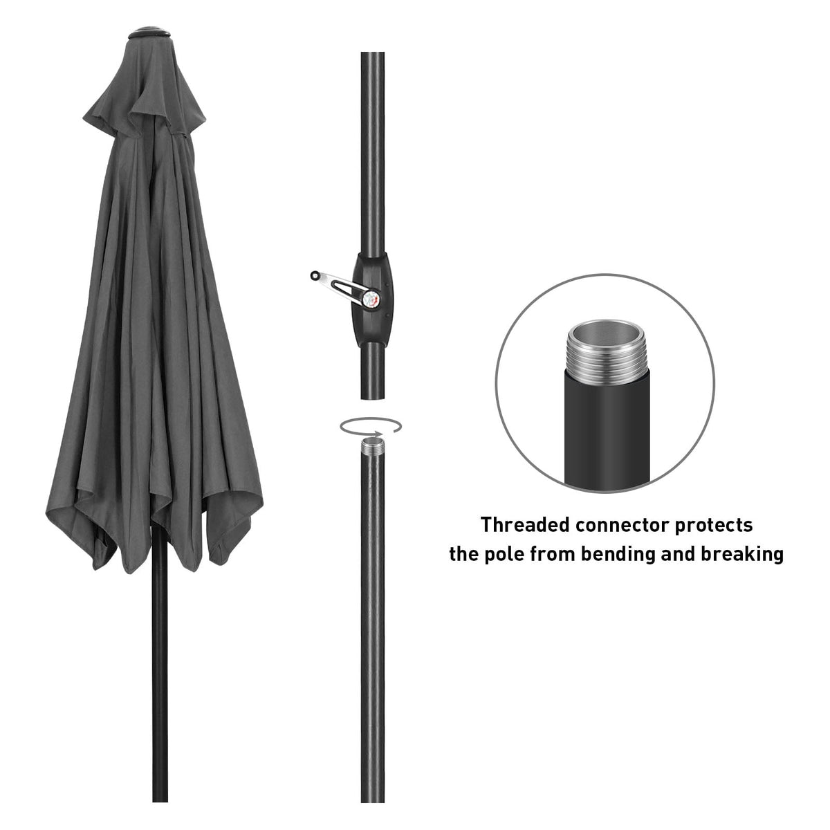 Ainfox 9ft  Patio Umbrella with Push Button Tilt and Crank, UV and Waterproof – Consulate X, view 14 of 27