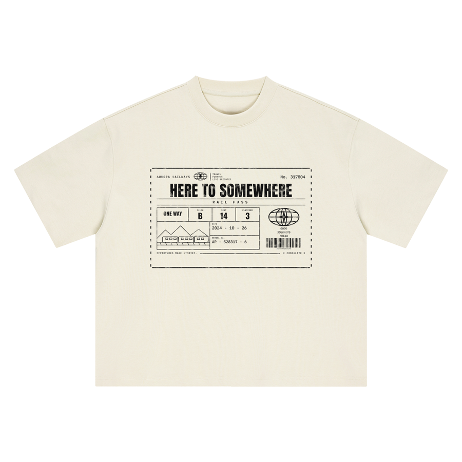 Here to Somewhere Rail Pass Heavyweight Tee - White – Consulate X