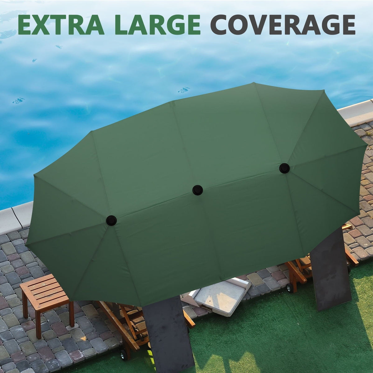 Ainfox 13ft Large Patio Umbrella, Outdoor Double-Sided Rectangle Market Heavy Duty Umbrellas without Base – Consulate X, view 8 of 24