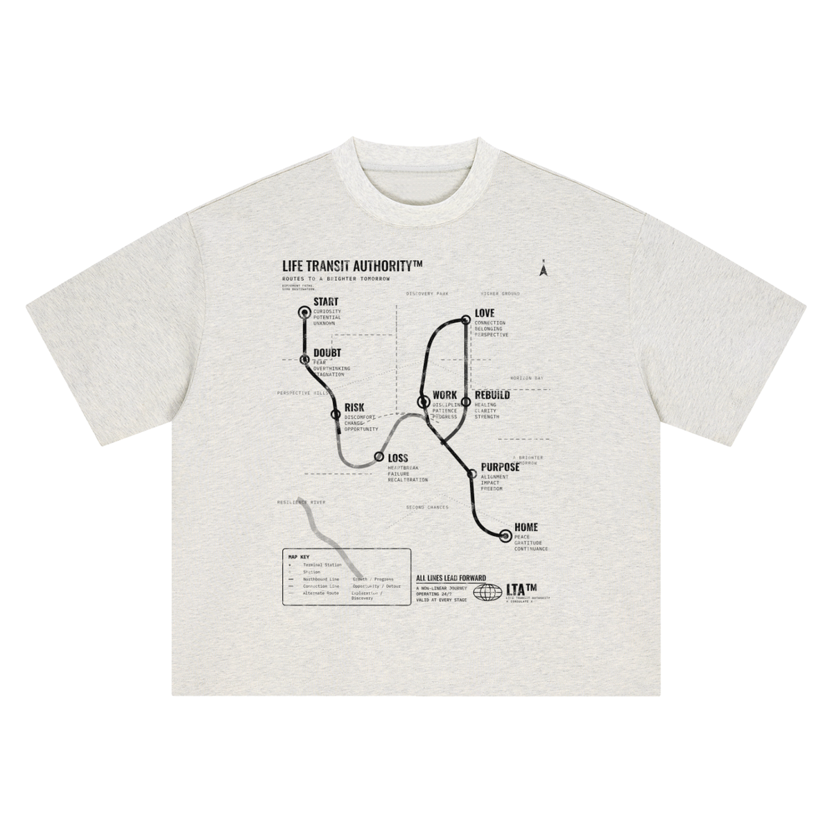 Life Transit Map Heavyweight Tee - White – Consulate X, view 6 of 8
