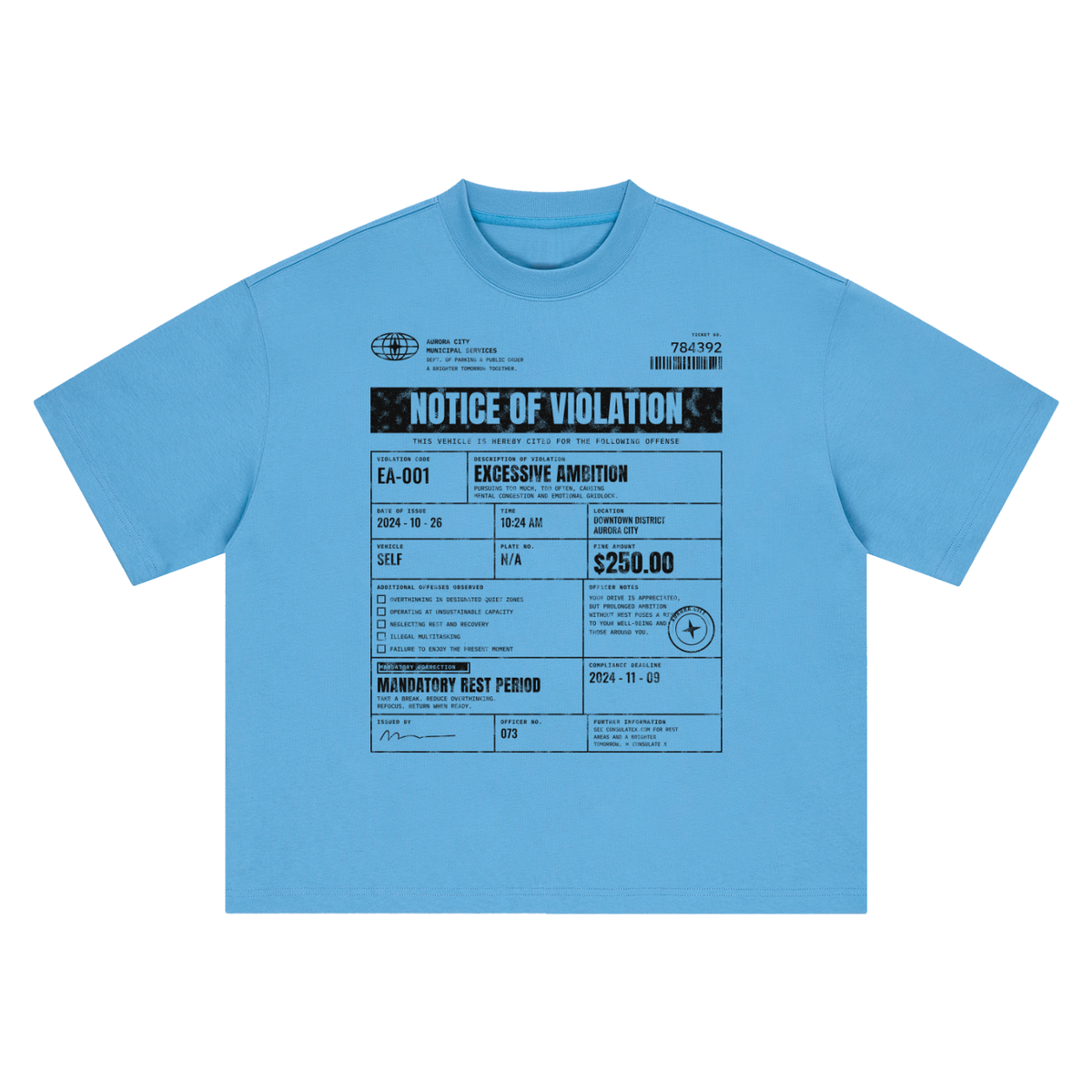 Notice of Violation Heavyweight Tee - White – Consulate X, view 7 of 8