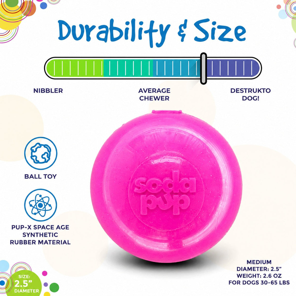 Glitter Ball 3-Pack Dog Toy | Soft PUP-X Rubber Floating Fetch Ball with Treat Dispenser | USA Made – Consulate X, view 8 of 13