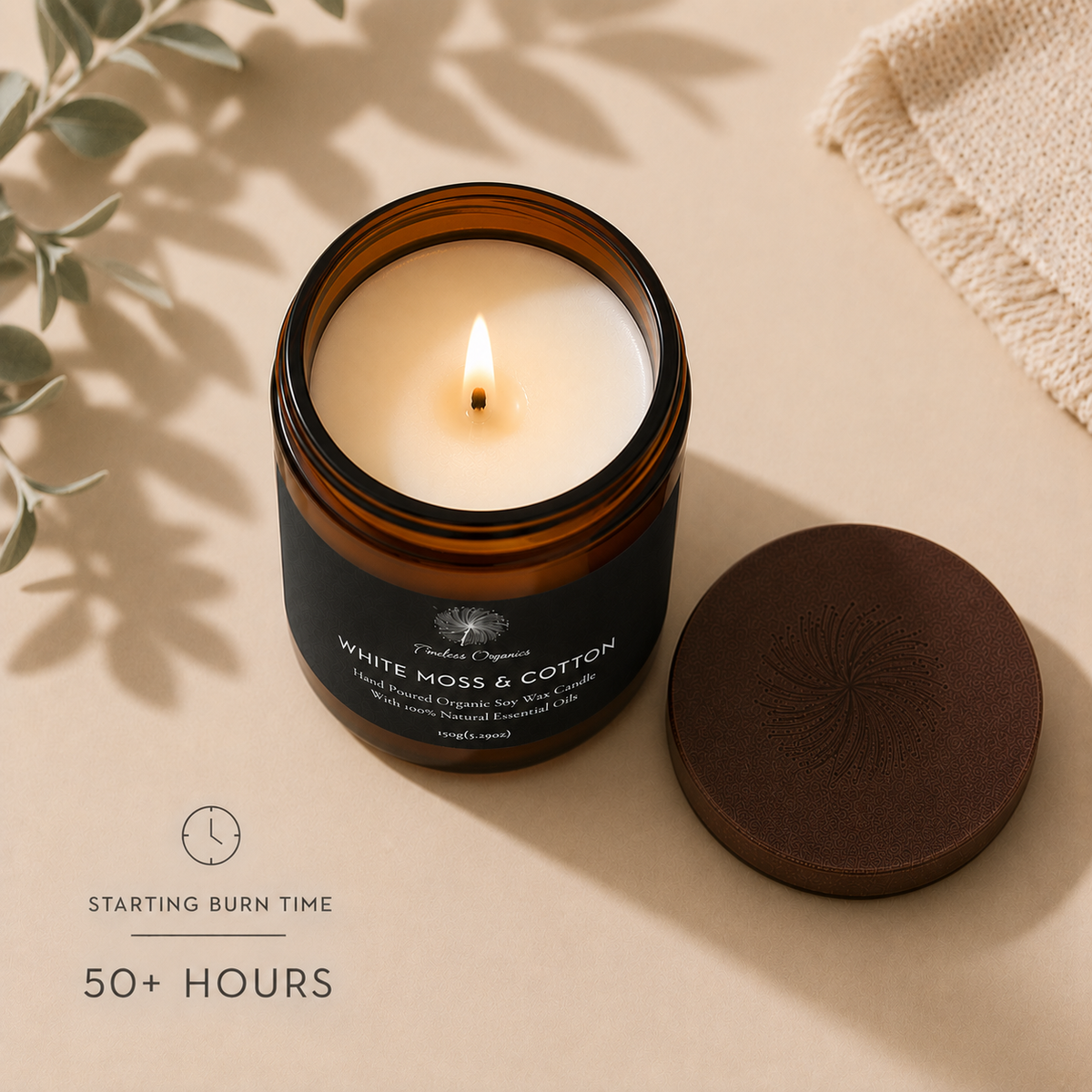 Timeless Candle - White Moss + Cotton – Consulate X, view 4 of 5