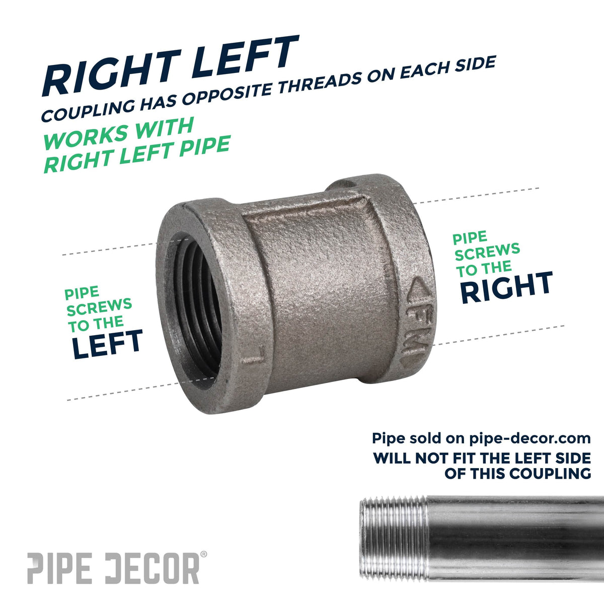 3/4 in. Black Right Left Coupling – Consulate X, view 4 of 8