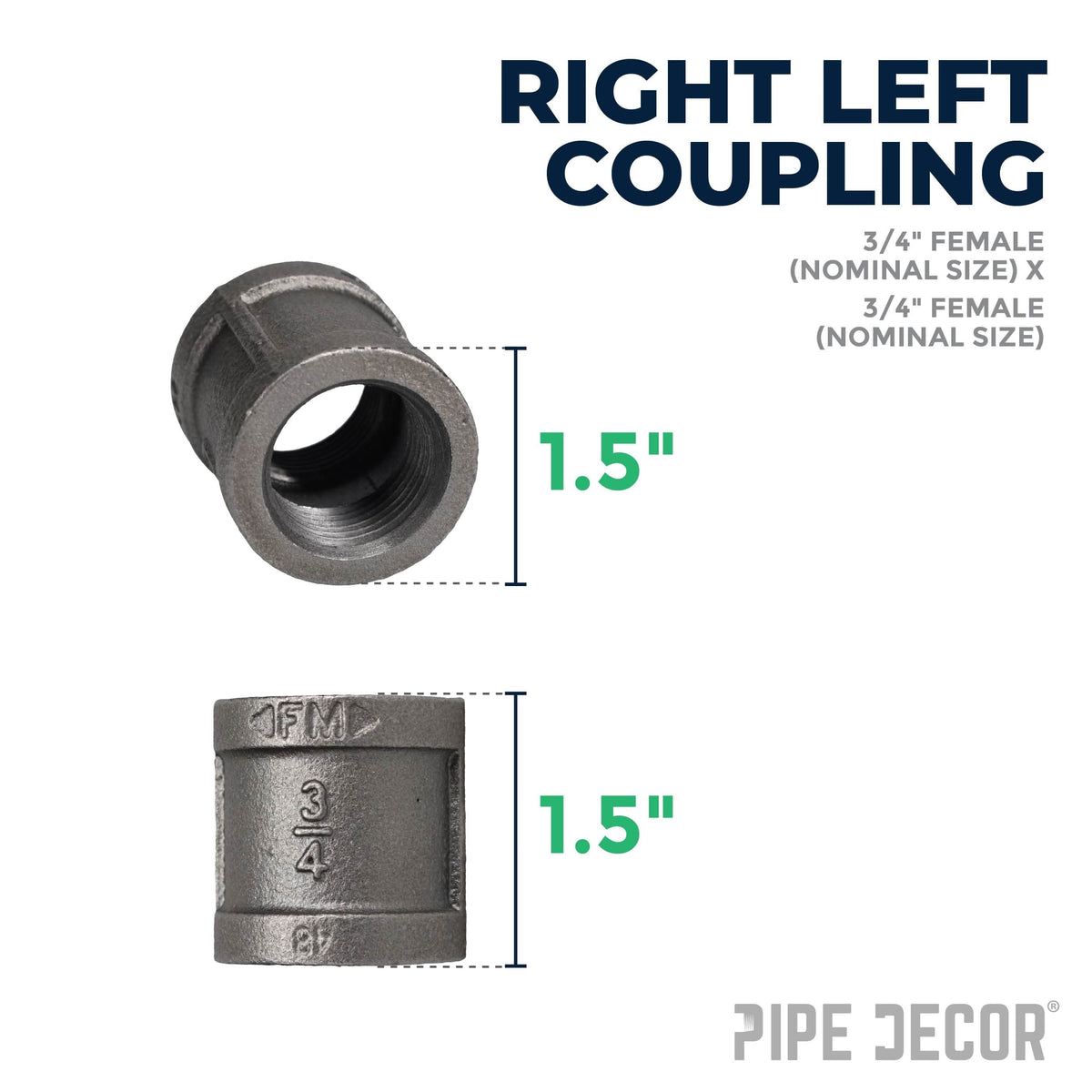 3/4 in. Black Right Left Coupling – Consulate X, view 2 of 8