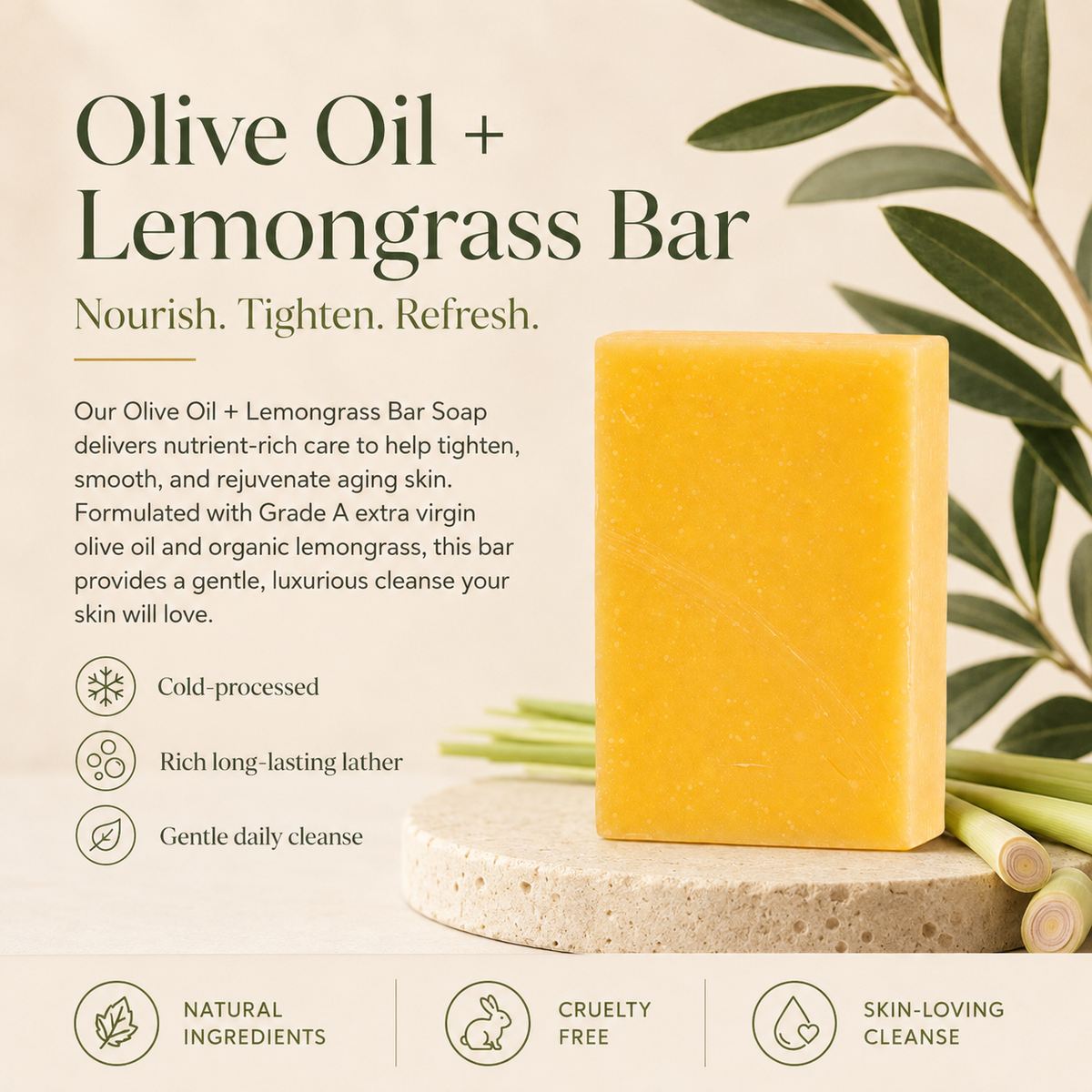 Olive Oil + Lemongrass - Anti-Aging Bar – Consulate X, view 4 of 4