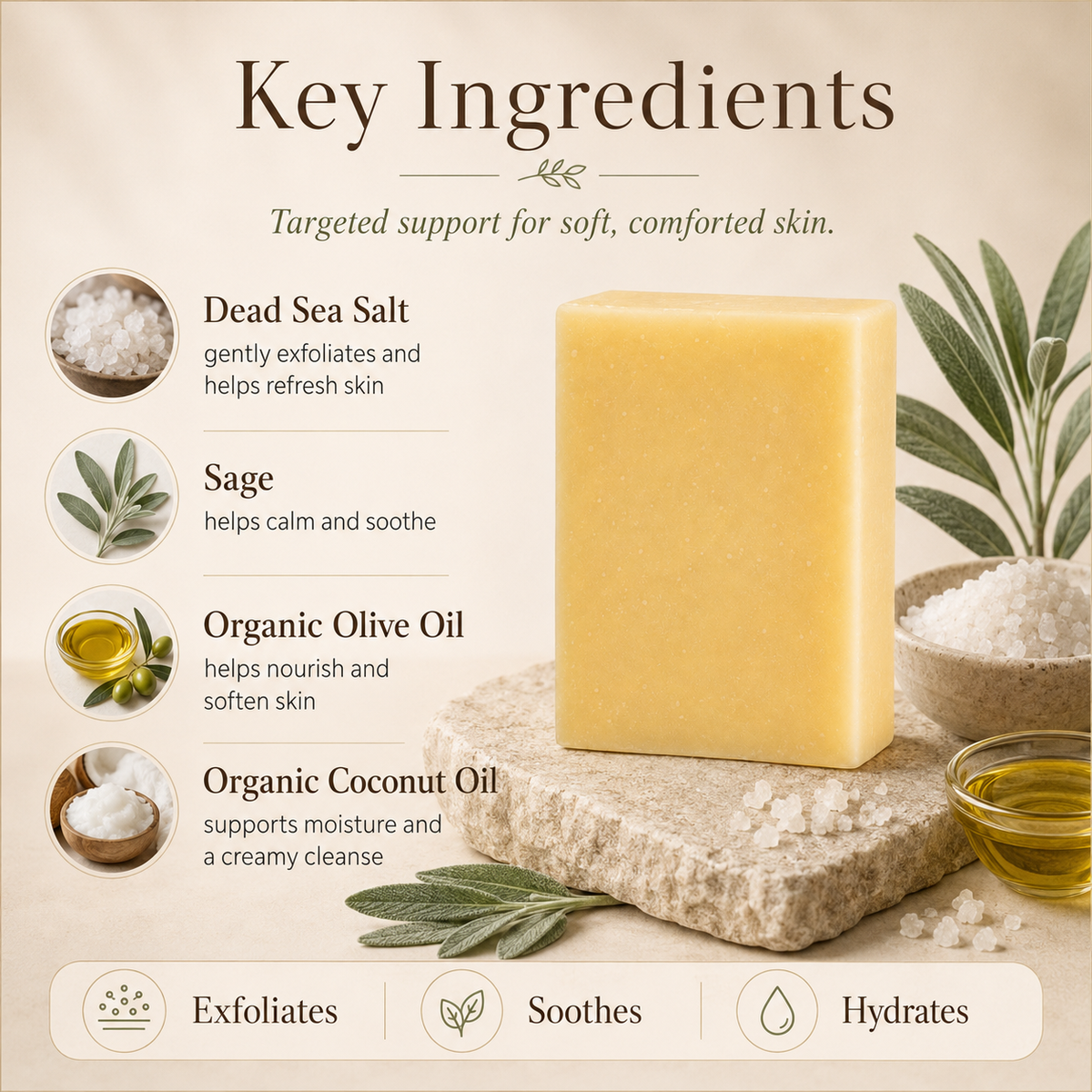 Sage + Sea Salt Exfoliating Bar – Consulate X, view 3 of 4